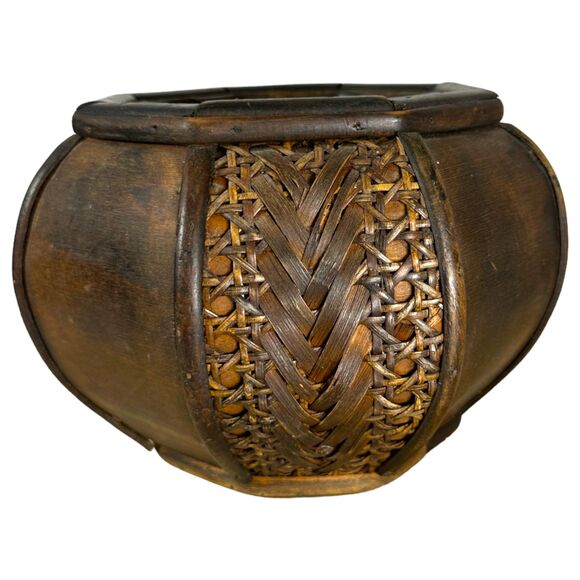 Vintage Wood Woven Handmade Decorative Bowl - Picture 1 of 5